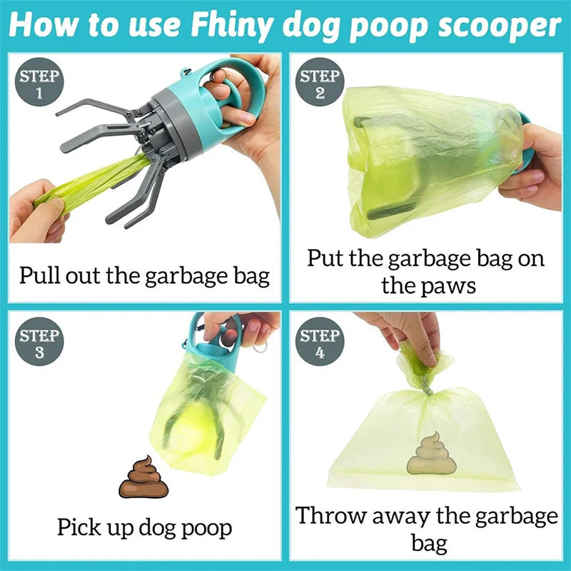 Hands-Free Dog Pooper Scooper With Built-in Bag Dispenser- Quick, Clean & No-Touch Pickup