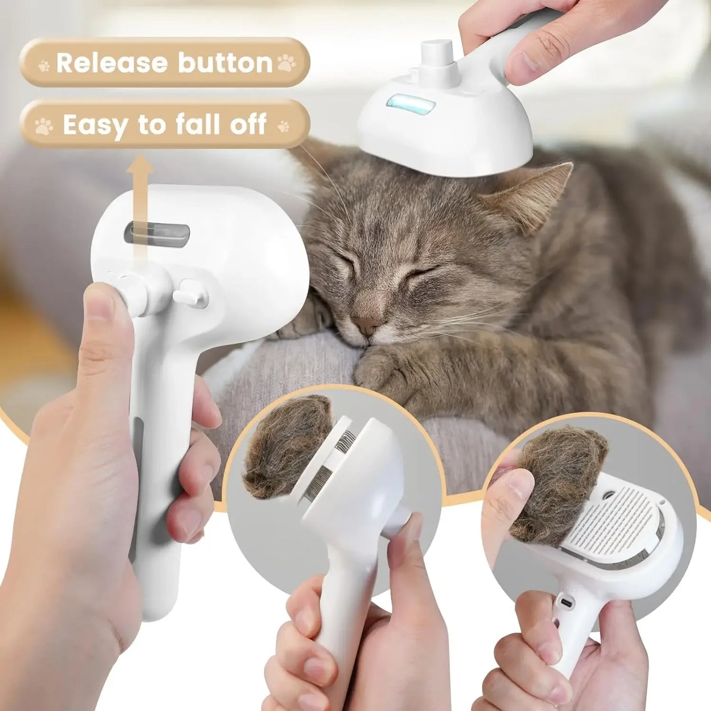 3-in-1 Electric pet grooming brush - spray, message & Deshed all in One for Dogs or Cats