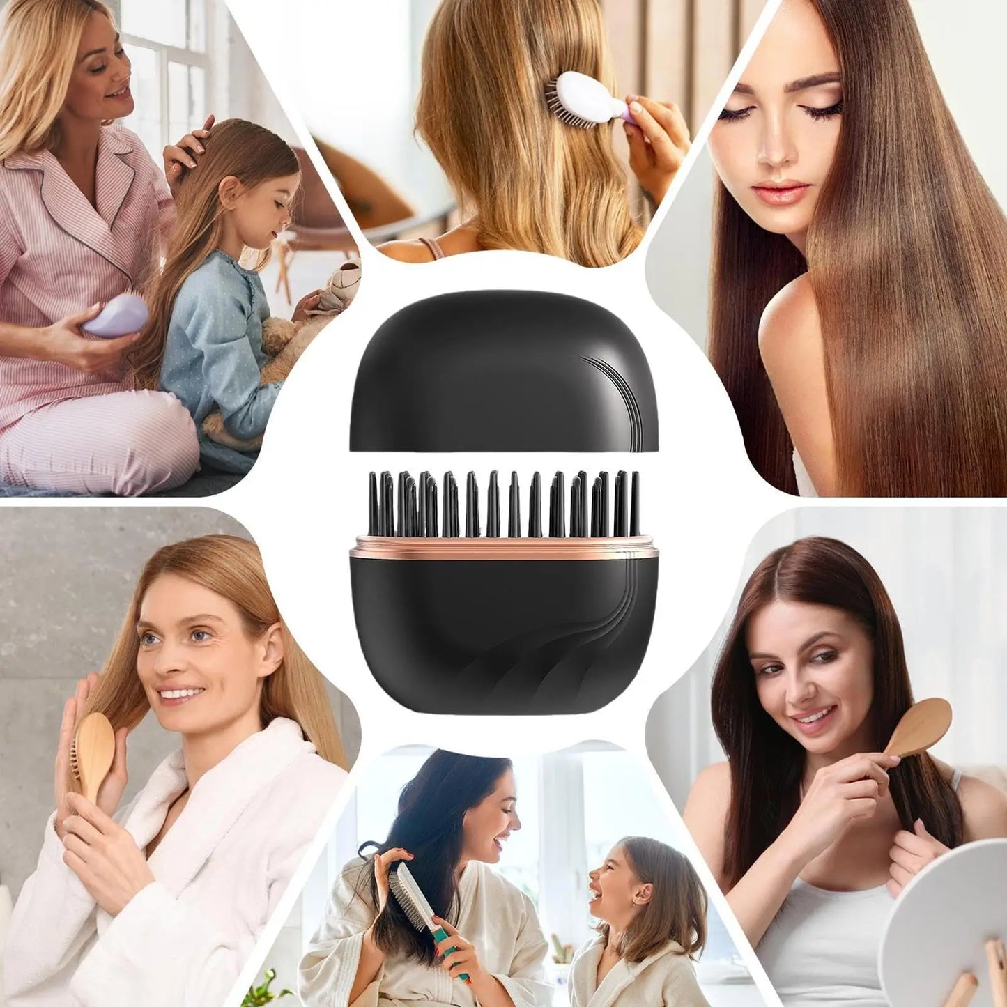 2026 Mini Cordless Hair Straightening Brush – Rechargeable USB Wireless Straightener (Anti-Scald) with 3 Heat Levels, Wet & Dry Use, Up to 200°C