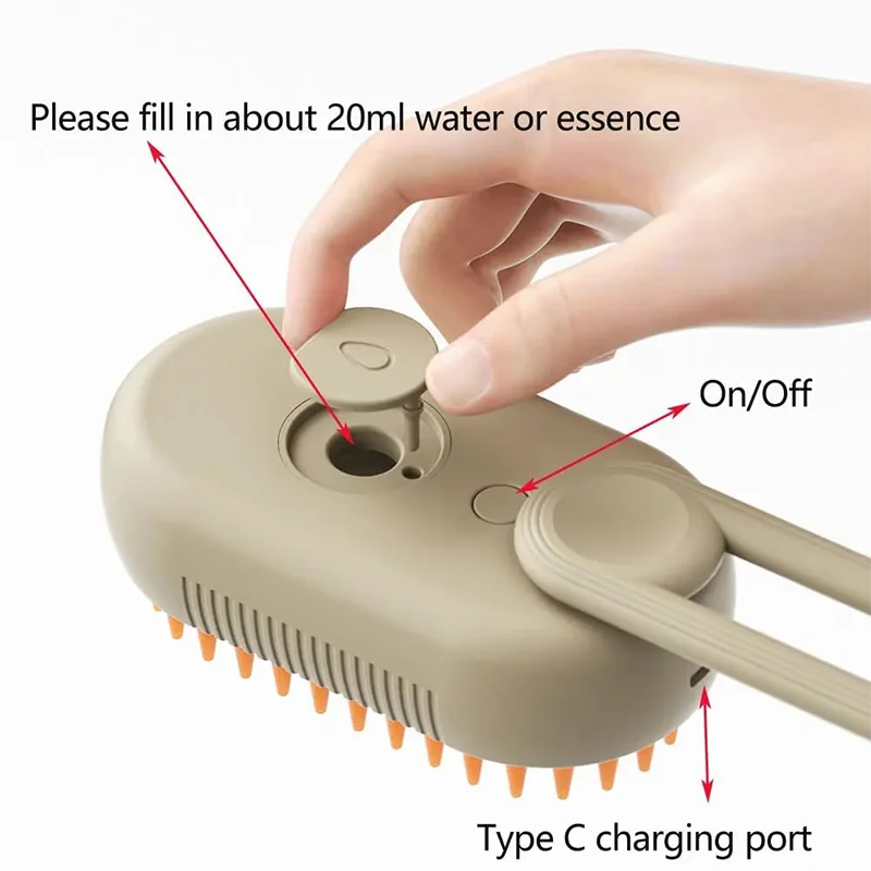 3-in-1 Electric pet grooming brush - spray, message & Deshed all in One for Dogs or Cats