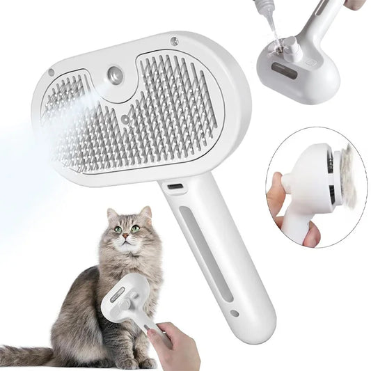 3-in-1 Electric pet grooming brush - spray, message & Deshed all in One for Dogs or Cats