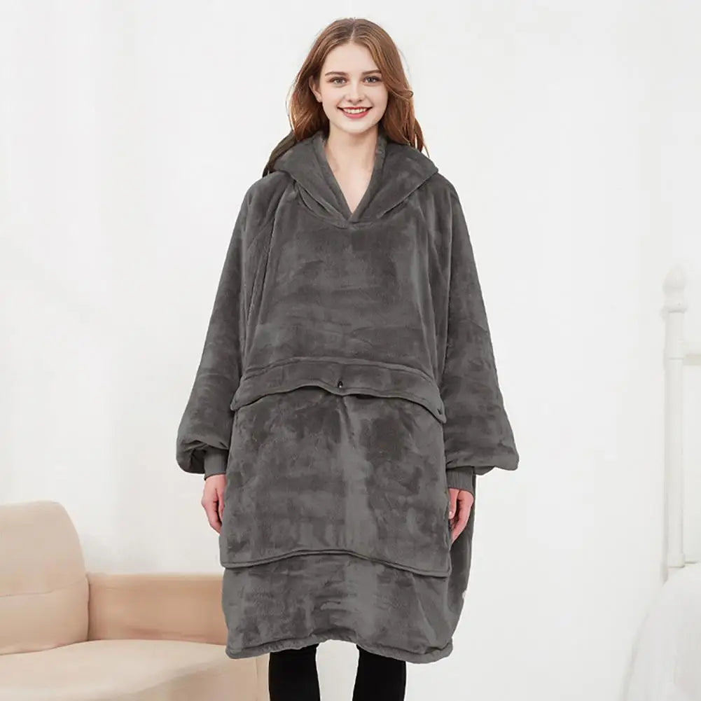 Heated Blanket Hoodie USB – Sherpa Lined Wearable Warmth with 3 Heat Settings & Heated Front Pockets