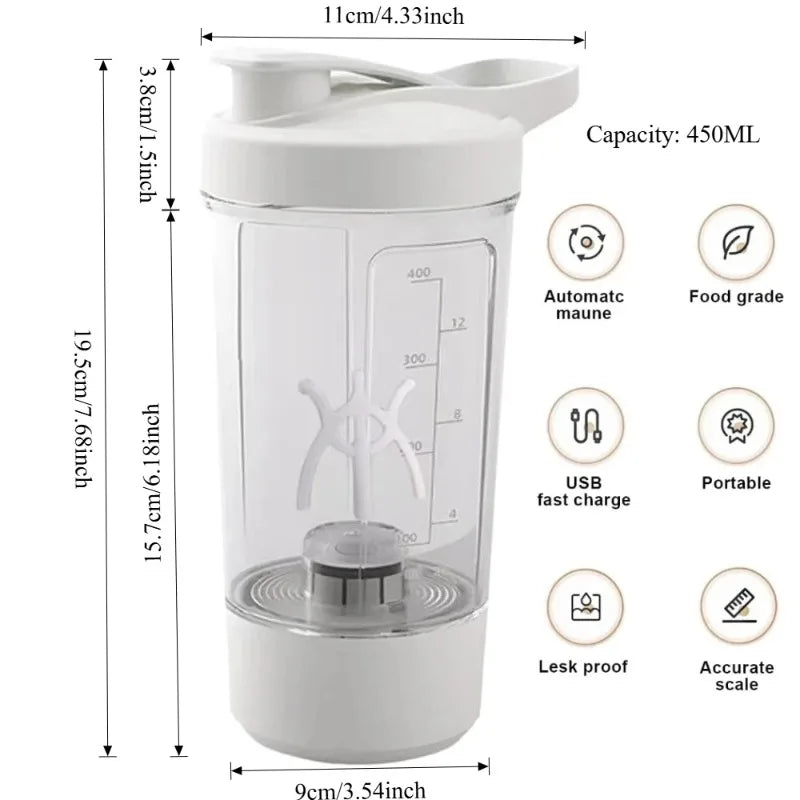 MixPro™ Electric self - stirring shaker for smooth protein shakes in seconds, No clumps