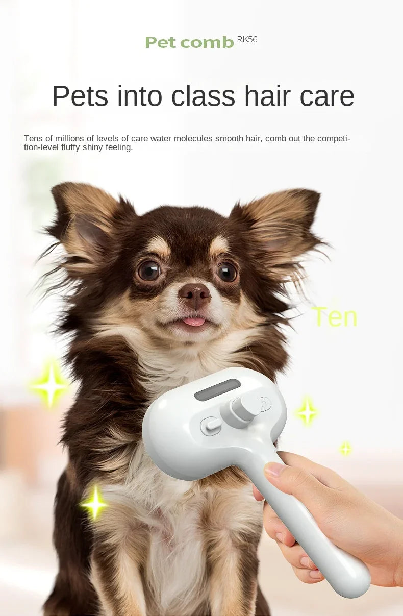 3-in-1 Electric pet grooming brush - spray, message & Deshed all in One for Dogs or Cats