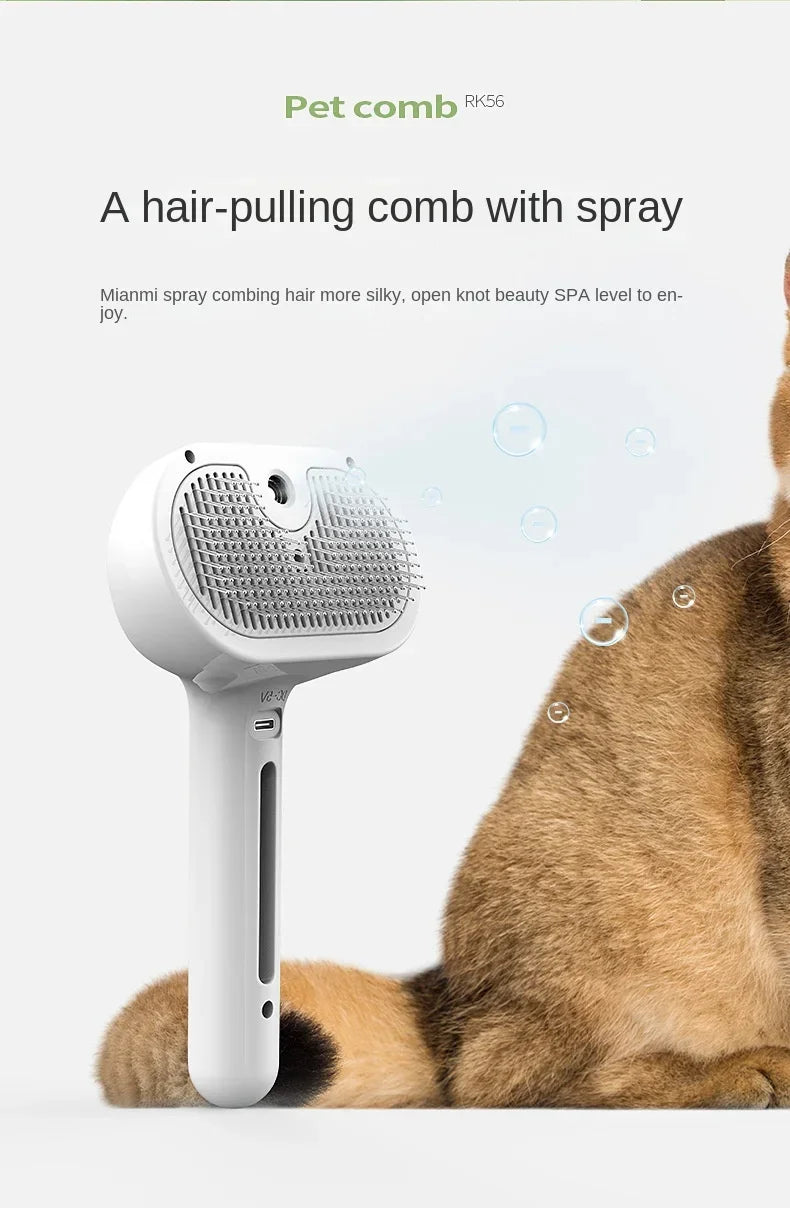 3-in-1 Electric pet grooming brush - spray, message & Deshed all in One for Dogs or Cats