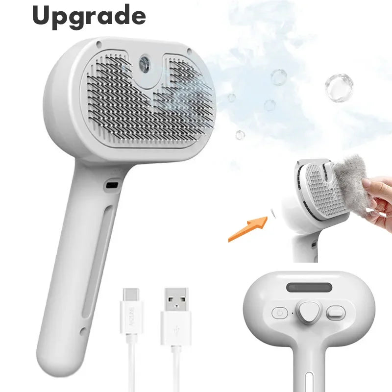 3-in-1 Electric pet grooming brush - spray, message & Deshed all in One for Dogs or Cats
