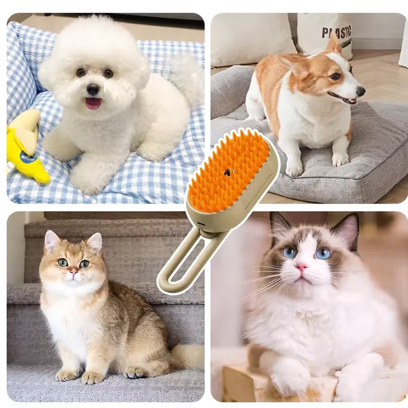 3-in-1 Electric pet grooming brush - spray, message & Deshed all in One for Dogs or Cats