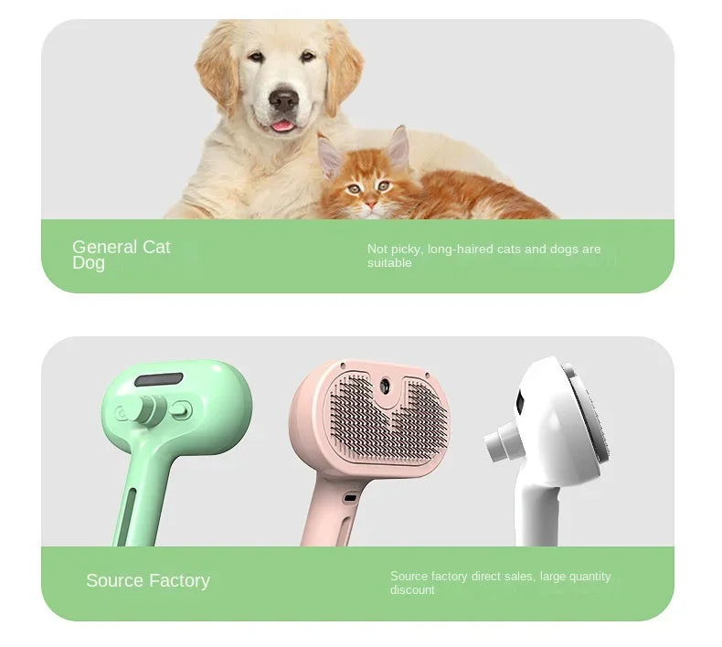 3-in-1 Electric pet grooming brush - spray, message & Deshed all in One for Dogs or Cats