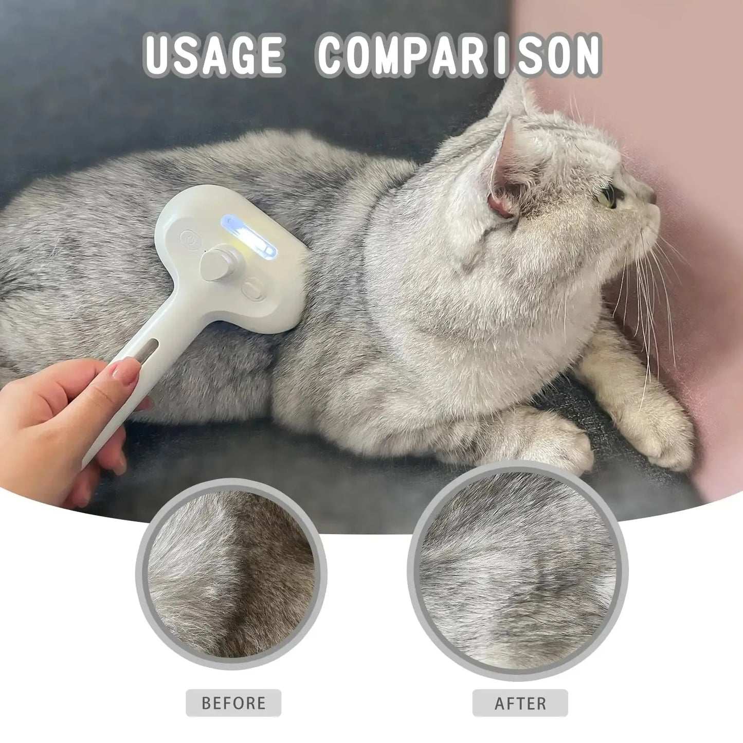 3-in-1 Electric pet grooming brush - spray, message & Deshed all in One for Dogs or Cats