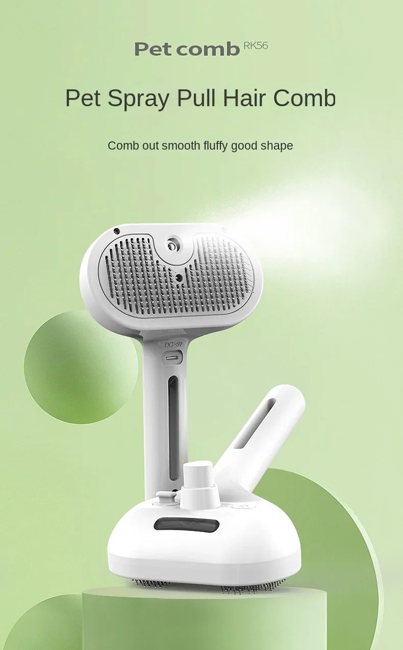 3-in-1 Electric pet grooming brush - spray, message & Deshed all in One for Dogs or Cats