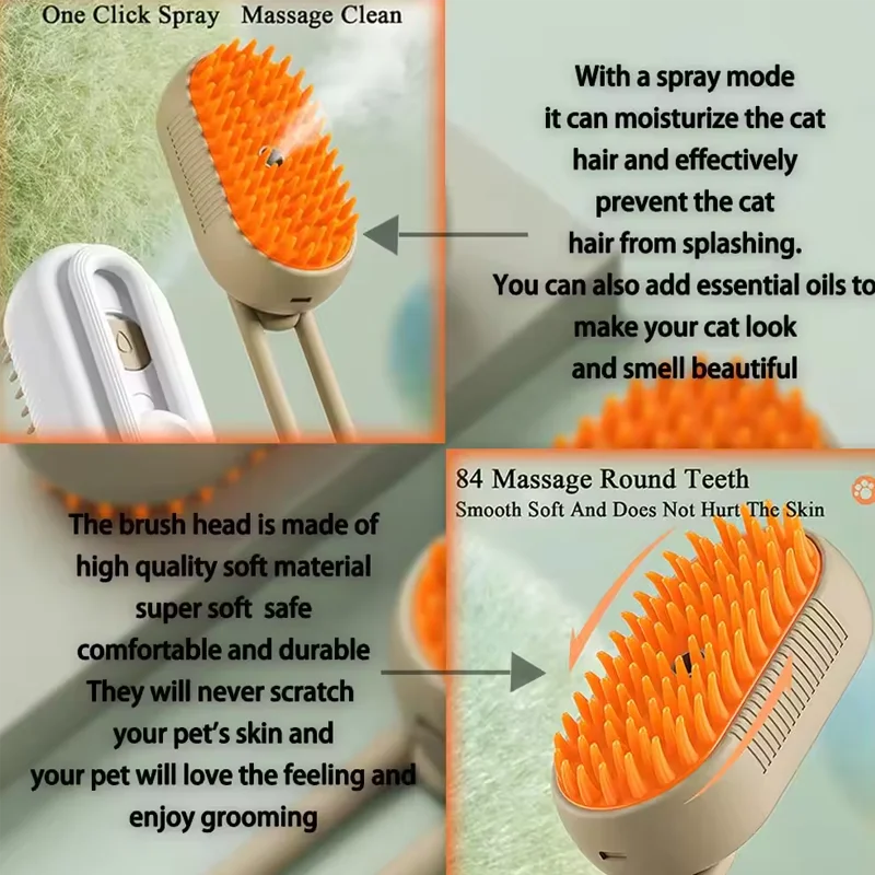 3-in-1 Electric pet grooming brush - spray, message & Deshed all in One for Dogs or Cats