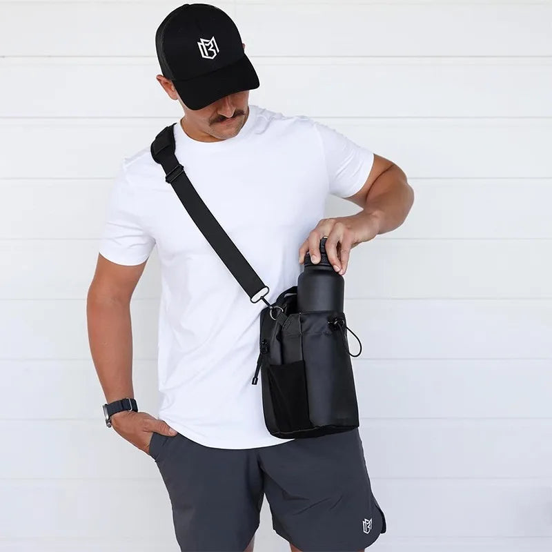 Magnetic Water Bottle Holder Bag (1–2 Pack) – Waterproof Polyester for Gym & Outdoor activity use with strong shoulder Strap