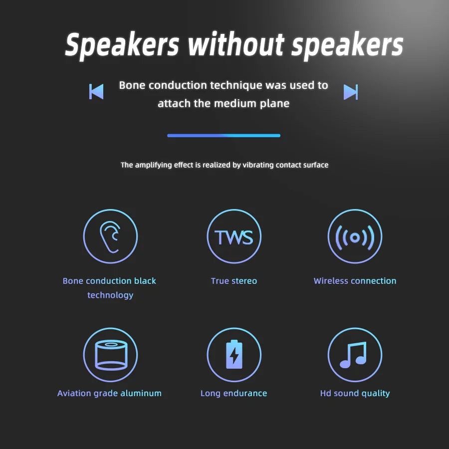 TWS Wireless Bone Conduction Mini Speaker — Super Portable Stereo Sound for Outdoor Workouts, Parties & Shower