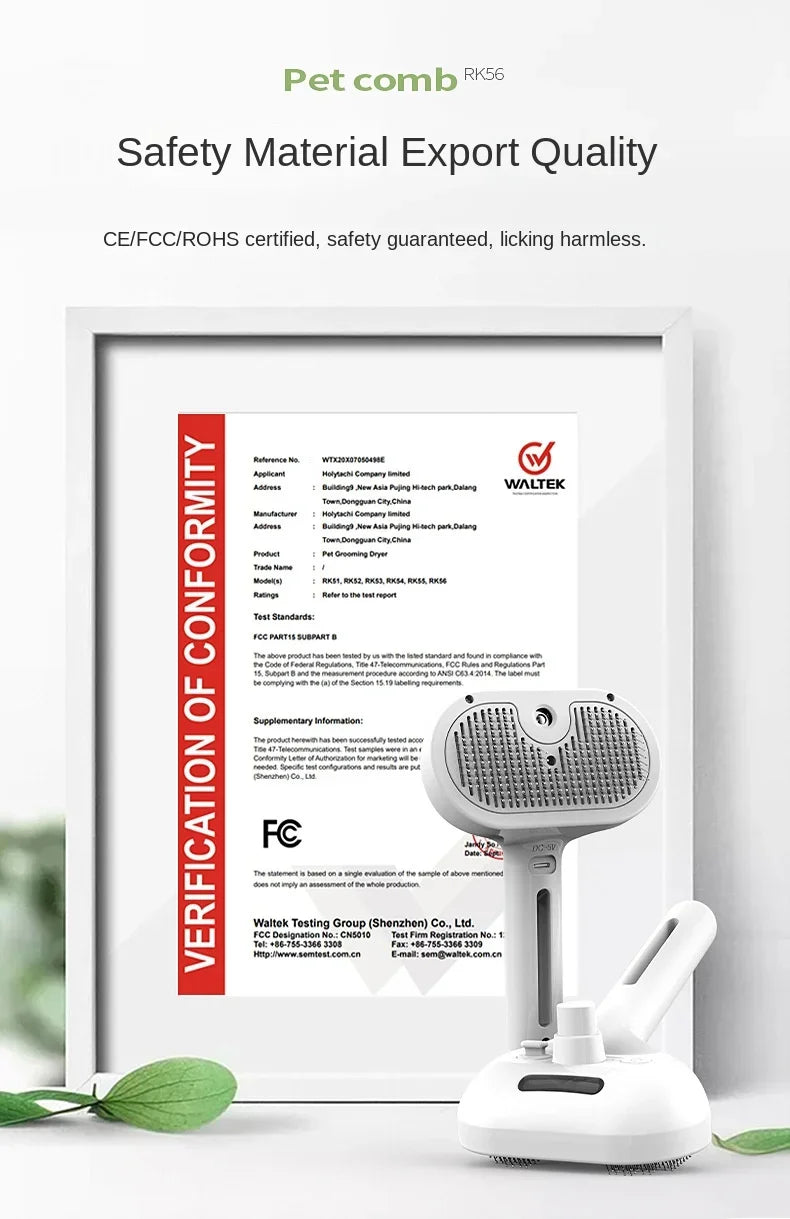 3-in-1 Electric pet grooming brush - spray, message & Deshed all in One for Dogs or Cats