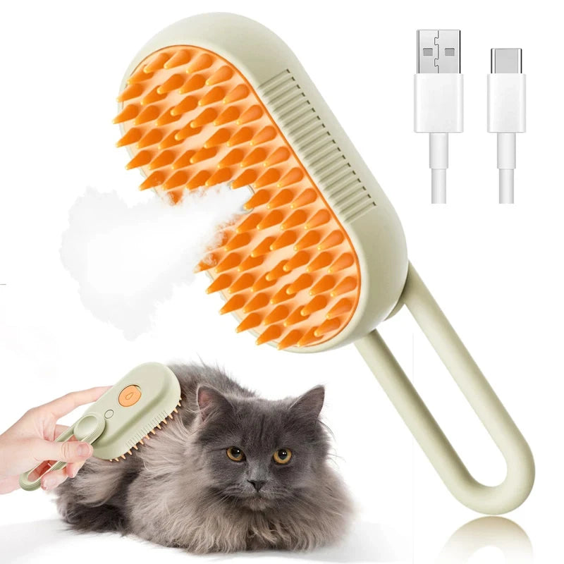3-in-1 Electric pet grooming brush - spray, message & Deshed all in One for Dogs or Cats