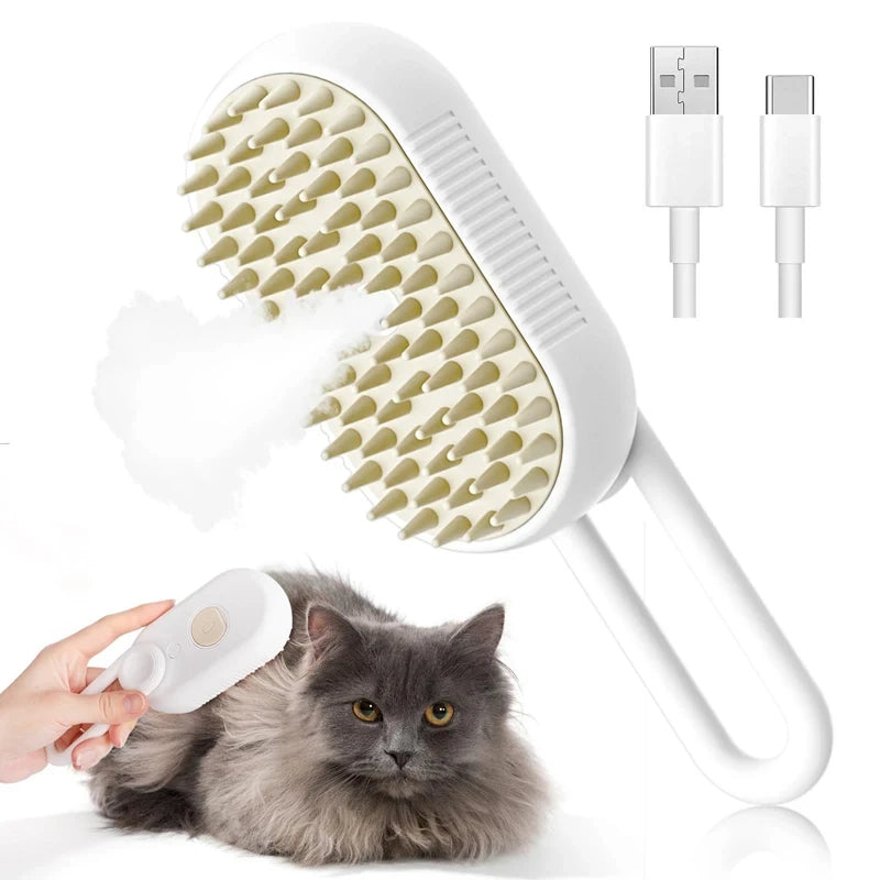 3-in-1 Electric pet grooming brush - spray, message & Deshed all in One for Dogs or Cats